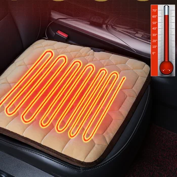 12 Отопление В своята практика седалки въздушна Възглавница за предната седалка с подгряване Плюшено нагревател Зимни топло Контрол на температурата Електрическа топло
