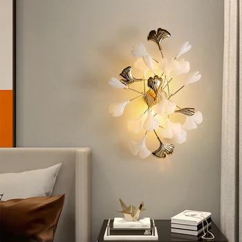 2023 Нов монтиран на стената Лампа в Скандинавски стил с цветен модел, Творчески Лист Гинко билоба, монтиран на стената Лампа за дневна, спалня, кабинет, Коридор, Луксозно Декорация на стени