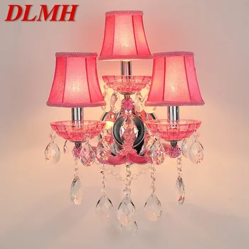 DLMH Кристална стена лампа в европейски стил, Розова стая за момичета, Лампа за свещи, Луксозна Фоайе, Ресторант, Спалня, Вила