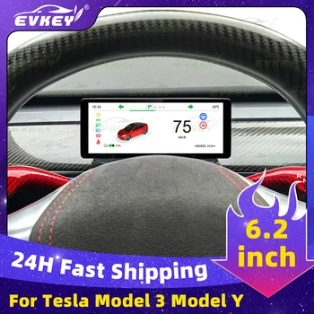 EVKEY 6,2 инчов Carplay HUD за Tesla Model Y 3 Таблото Групиране на уреда в Помещение Hicar Централен дисплей Предни уред