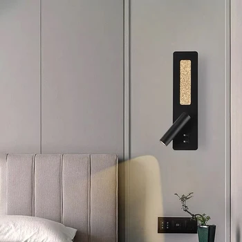 Led монтиран на стената лампа за спални, Регулируема прикроватное осветление за четене, черно ретро, с монтиран на стената лампа, модерен, скандинавски творчески лампа AC90-260V