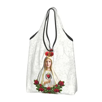 Богородица Фатимская Дева Мария Чанта За Пазаруване С Продукти Shopper Мъкна Чанти През Рамо С Големи Преносими Португалски Броеници Католическата Чанта