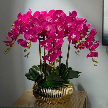Висококачествена имитация на светлина и лукс, изкуствена пеперуда, орхидея, изкуствена украса на хола, маса за хранене, цвете, рецепцията на хотел