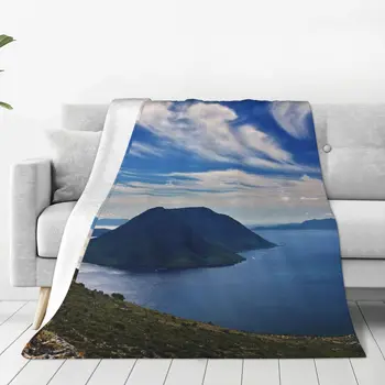 Ионическая панорама от Xiromero Одеяло, покривка за легло, Плюшени покривки за легло за двойно легло Ins Wind