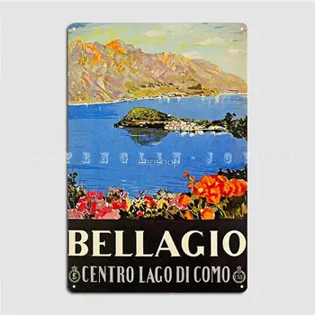 Италия Езерото Bellagio Комо Реколта Италианска Туристическа Реклама Метална Табела Кино Хол Стенни Табели В Хола Лидице Знак Плакат