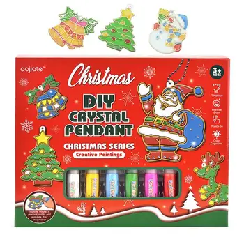 Коледни изделия, подходящи за деца, без печене, Коледни комплекти за рисуване с ръце, набор от кристални суспензии за облекчаване на стреса, набор от детски бои