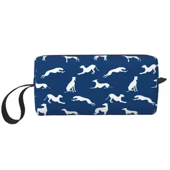 Косметичка Greyhound за жени, козметични чанти за кучета Whippet, Хрътка, пътна чанта за тоалетни принадлежности с цип, чанта-органайзер за съхранение