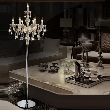 Луксозен модерен модерен led кристална под лампа за дневна, лампа за спални, кристален лампа, френска модерна вертикална нощна лампа