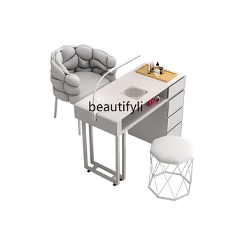 Маникюр, маса и столове в кремовом стил, единична, двойна, лек, луксозен, многофункционален салон за маса