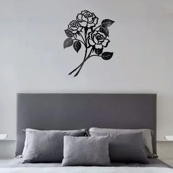 Метална Розата Е Цветето, С Монтиран На Стената Iron Занаятчийски Стенен Украшение Изкуство Спалня Хол Бижута И Аксесоари Начало Декор Подарък За Влюбени