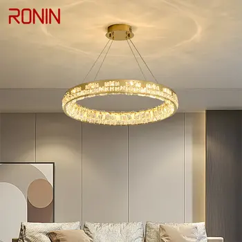 Модерен кристална окачен лампа RONIN, led полилей с кръгла пръстен, Скандинавски Творчески лампа, Луксозен интериор за хол, спалня