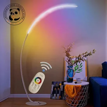 Модерен лампиона с регулируема яркост RGB за всекидневната, Led лампа за четене с дистанционно управление Лампа-рибка Nodric за декорация на дома