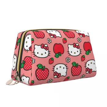 Модерна чанта за съхранение за момичета Sanrio, скъпа кожена косметичка с шарките на 