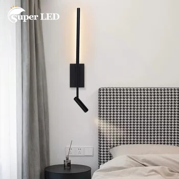 Монтиран на стената лампа, Нощно шкафче за спалня Скандинавски Модерни Минималистични диван за хола Фонова стена с точечными лампи, Лампа, луксозна атмосфера