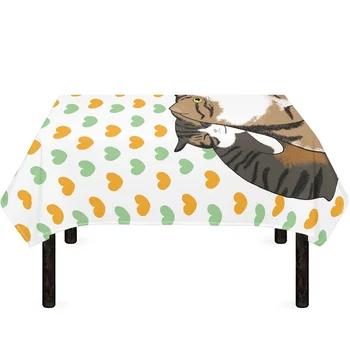 Настолна водоустойчив Покривка с шарени Сладки две котки, Покривки за украса на масата, Покривката за правоъгълен плот
