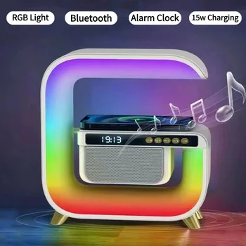 Настолна лампа Безжичен нощно alarm clock Bluetooth Високоговорител Аудио 15 W, Безжична зареждане за iPhone Android Начало декор в спалнята