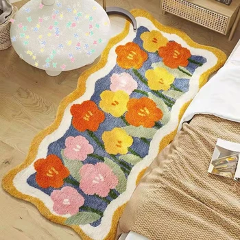 Нередовен Мек килим с цветен модел, Пухкав вълнен Trend подложка за баня, пухкав килим, впитывающий влагата, Противоскользящий подложка за пода