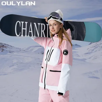 Нова мода дамски зимни дрехи 2024 година, водоустойчив ски костюм, комплект дрехи за сноуборд, улични зимни якета и панталони за момичета
