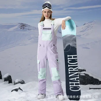 Нови ски панталони с цветни вложки за двойки, улични ветроупорен, водоустойчиви, топли и дишащи ски панталони, сноубордические панталони, дамски панталони