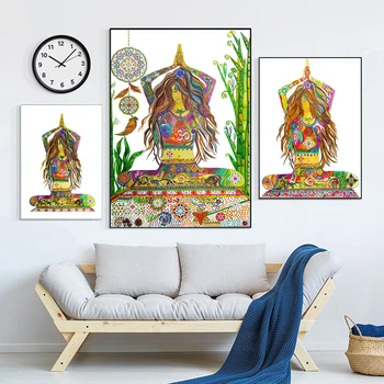 Плакати и щампи на Богинята на йога, ретро Абстракция, живопис върху платно, Виси в хола, Художествена картина на стената, декорация на дома