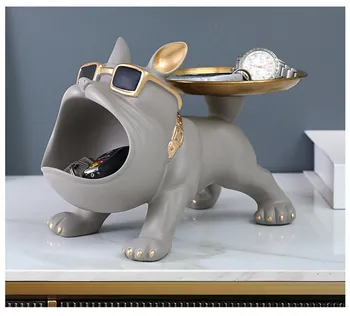 Просто модерна куче ръчно изработени от смола с голяма уста, декорация за дома в стаята, тава за съхранение на кучета, аксесоари, приложими празнични подаръци
