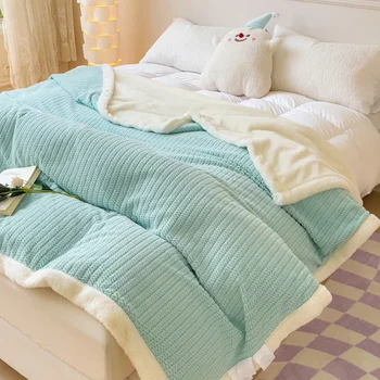 Сверхтеплое утяжеленное одеяло, Двухслойное Фланелевое Гъст одеяло за легла, флисовые одеяла и покривала, Зимно покривки за легла за възрастни
