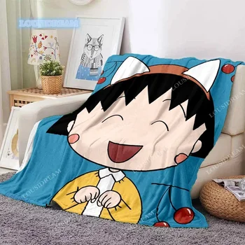 Сладко аниме Chibi Маруко-тиен, меко фланелевое коварен одеяло, покривка за дивана, чаршаф, декорация на дома, одеало за пикник, каре