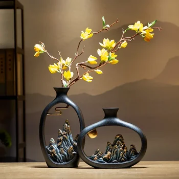 Творчеството на Японския стил на Фън шуй, ваза, за богатство, за украса на работния плот в офиса, хола, Вази за дома, Аксесоари, арт подарък