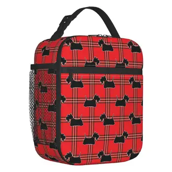 Термоизолированные чанти за обяд Scottie Dogs, Шотландски териер, Шотландски Тартан Скай, Преносим контейнер за обяд, Многофункционална кутия за храна