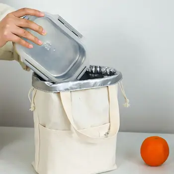 Холщовая Изолирано чанта за обяд от висококачествена сгъсти алуминиево фолио Чанта-хладилник за съвсем малък Обяд-бокс