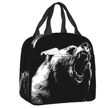 Чанта за обяд Angry Bear за училището офис Преносими термоохладитель за хранене Изолиран обяд-бокс Дамски, Детски чанти-тоут