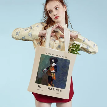 Чанта за пазаруване в супермаркета, дамски чанти-тоут, Реколта чанта Matisse Момиче, Абстрактен пейзаж, Скандинавските ежедневни холщовые дамски чанти за пазаруване