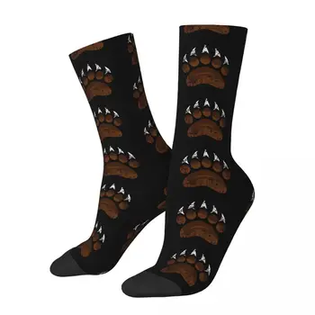 Чорапи с отпечатъците на лапите на мечка Гризли, чорапи с 3D-принтом за момчета и момичета, чорапи до средата на прасците